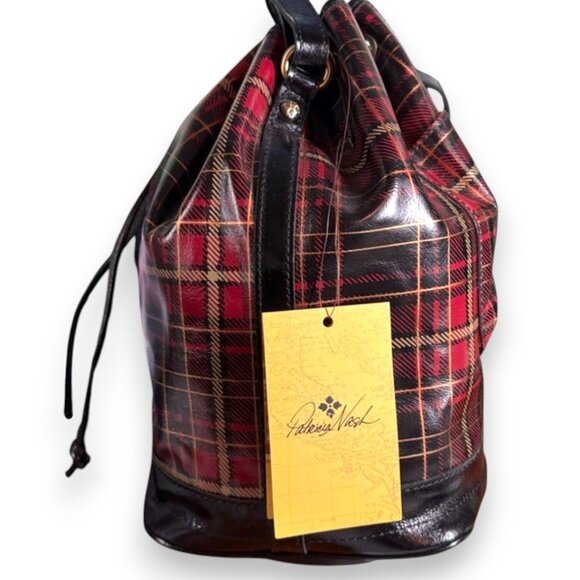 Patricia Nash Leather Tartan Melrose Bucket Shoulder Bag - New - Picture 6 of 11